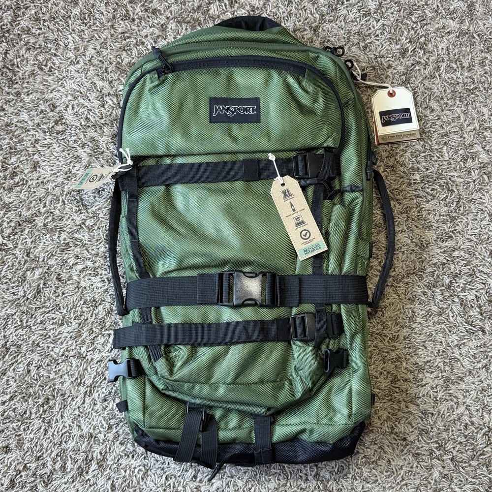 JanSport Venture Pack System 60L Travel Backpack 2-in-1 Carry On Cargo GREEN NEW